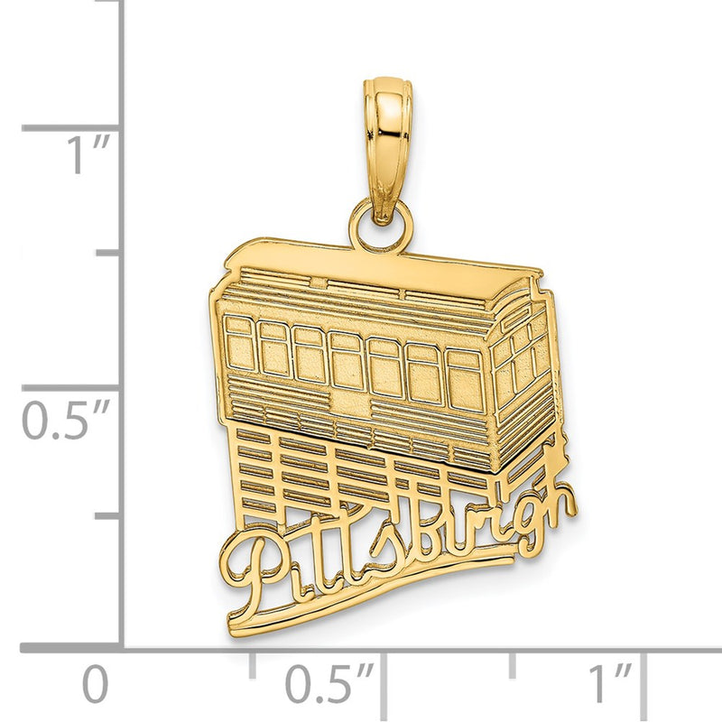 14k Yellow Gold Pittsburgh Incline (Tram) Charm