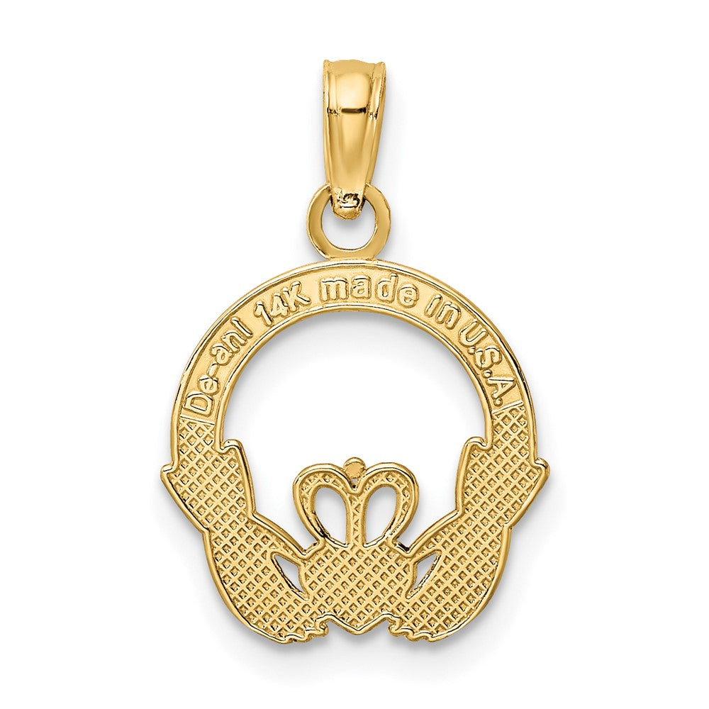 14K Yellow Gold Polished Round Claddagh Charm