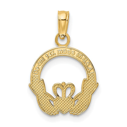 14K Yellow Gold Polished Round Claddagh Charm