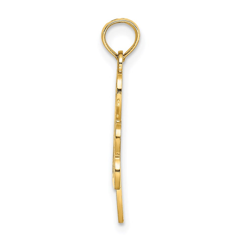 14K Yellow Gold Filigree 3-Leaf Clover Charm