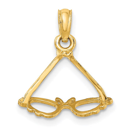 14K Yellow Gold 3-D Polished Butterfly Sunglasses Charm