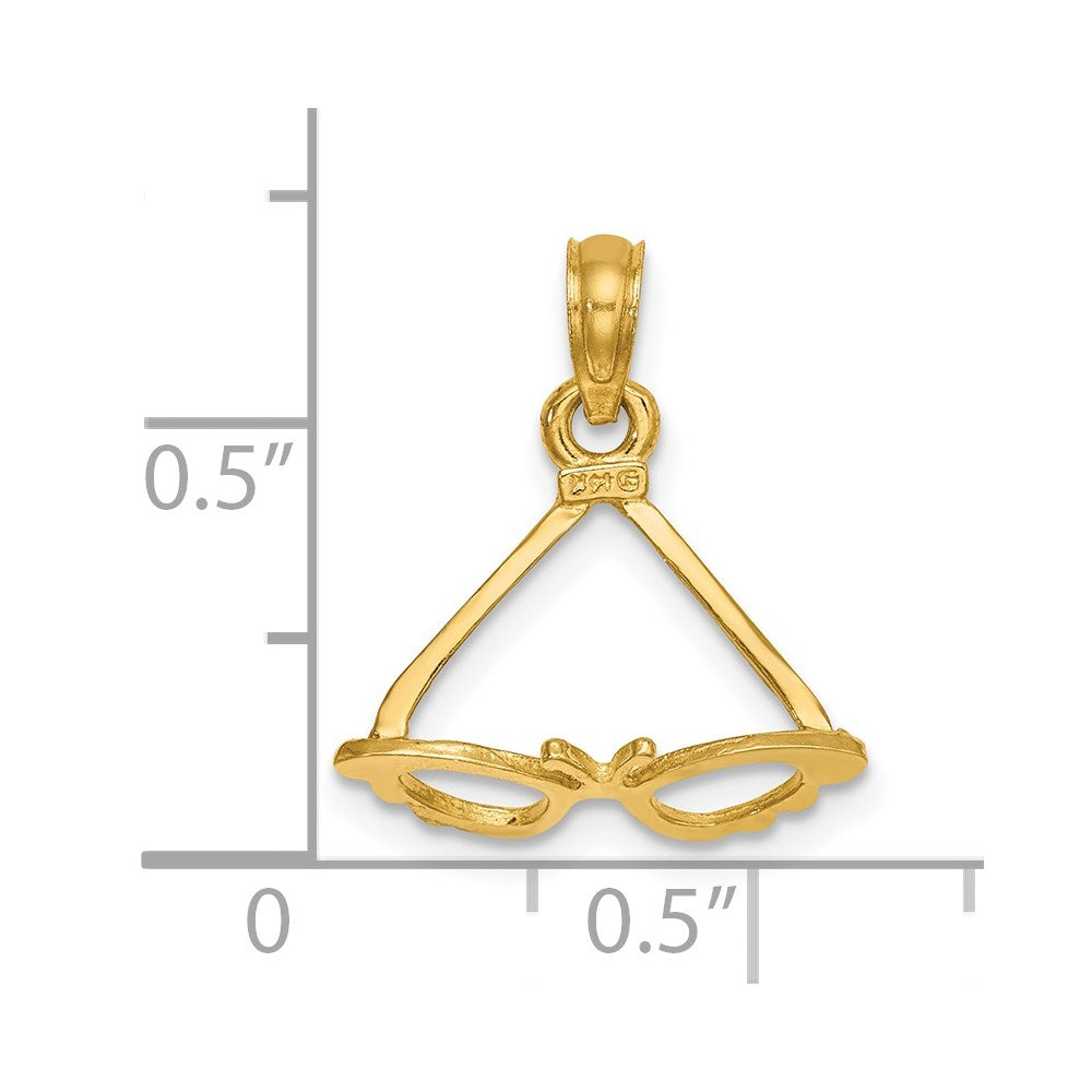 14K Yellow Gold 3-D Polished Butterfly Sunglasses Charm