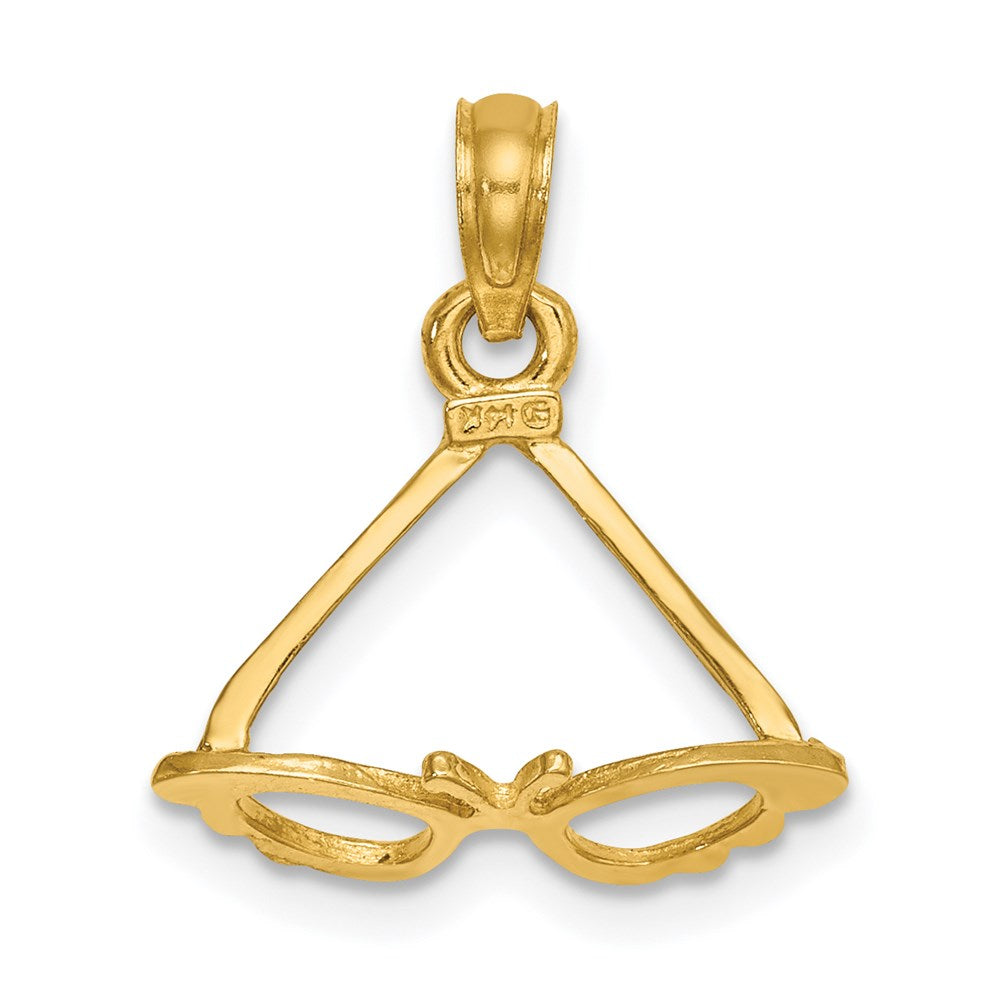 14K Yellow Gold 3-D Polished Butterfly Sunglasses Charm