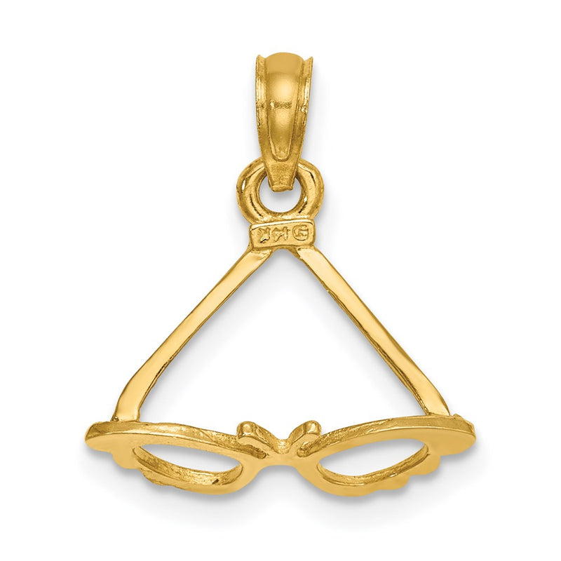 14K Yellow Gold 3-D Polished Butterfly Sunglasses Charm