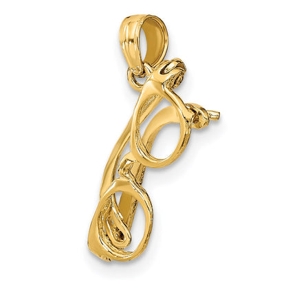 14K Yellow Gold 3-D Moveable Glasses Charm