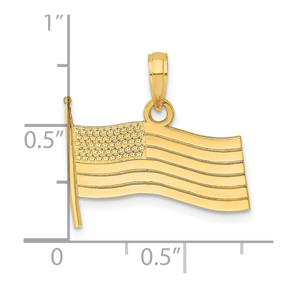 14K Yellow Gold American Flag Charm
