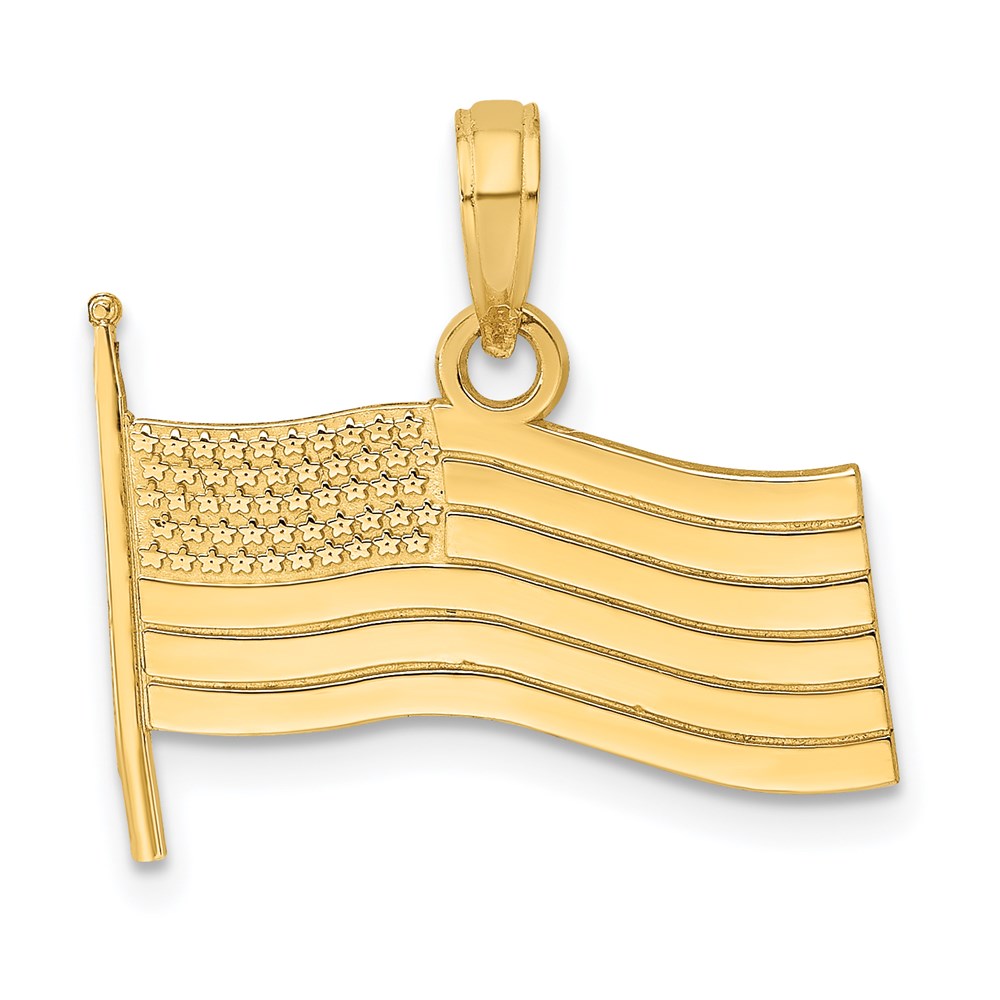 14K Yellow Gold American Flag Charm