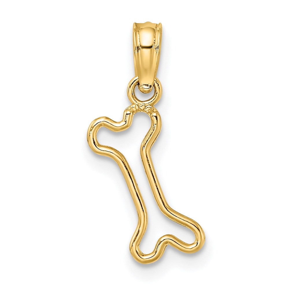 14K Yellow Gold Cut-Out Polished Mini Dog Bone Charm