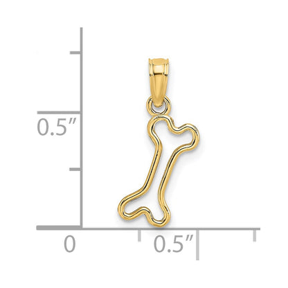 14K Yellow Gold Cut-Out Polished Mini Dog Bone Charm