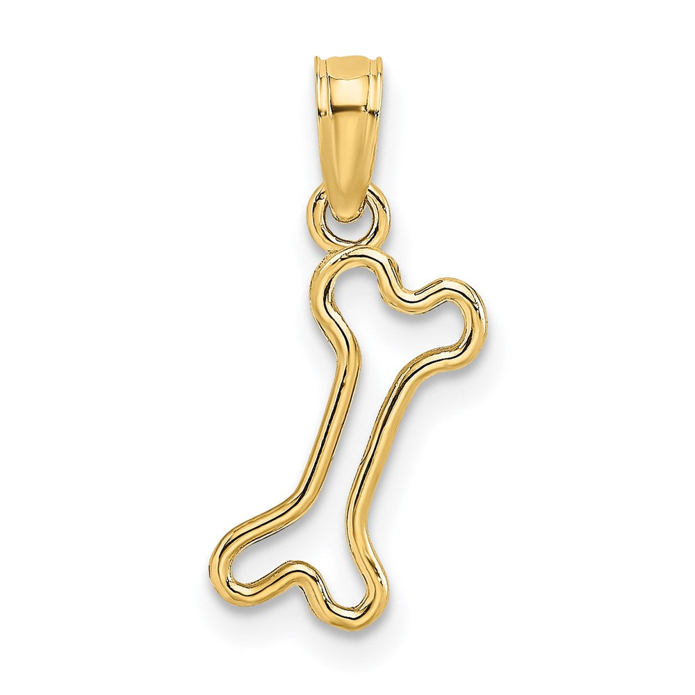 14K Yellow Gold Cut-Out Polished Mini Dog Bone Charm