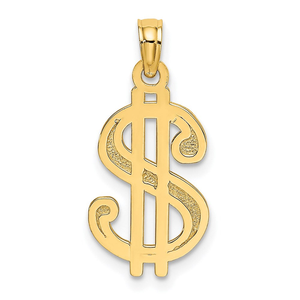 14K Yellow Gold Textured Dollar Sign Charm