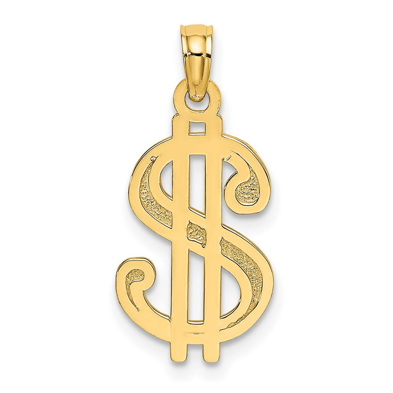 14K Yellow Gold Textured Dollar Sign Charm