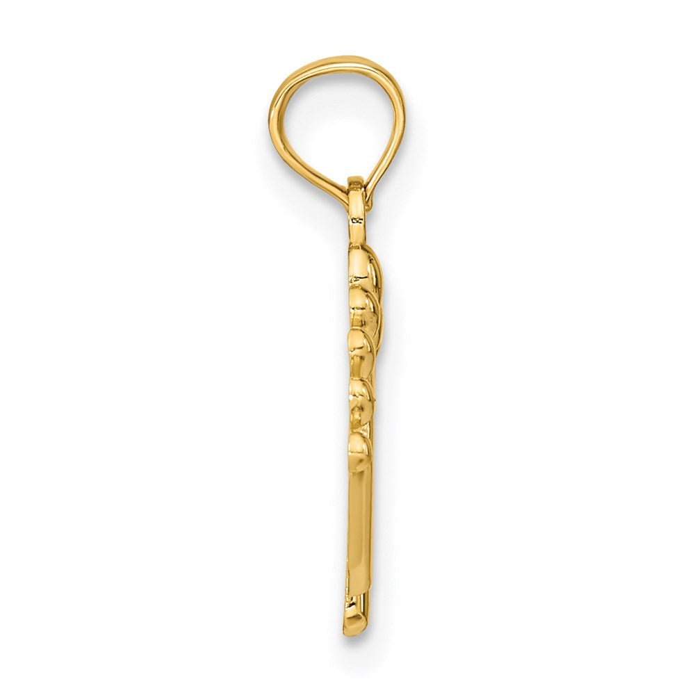 14K Yellow Gold Double Feet Hang Ten Style Charm