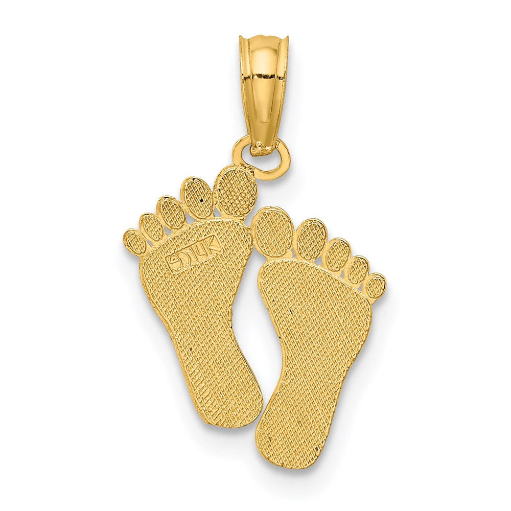 14K Yellow Gold Double Feet Hang Ten Style Charm
