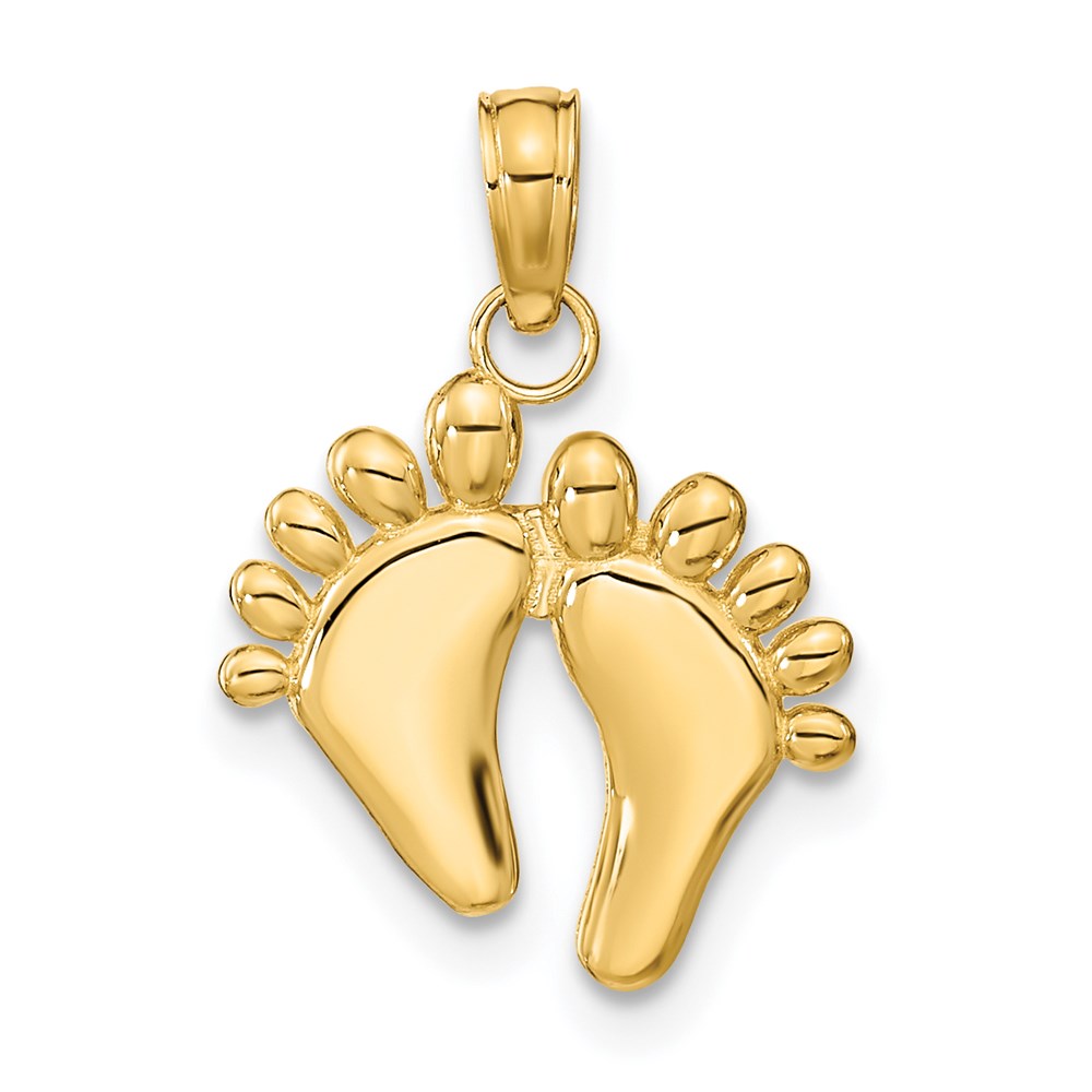 14K Yellow Gold Double Feet Hang Ten Style Charm