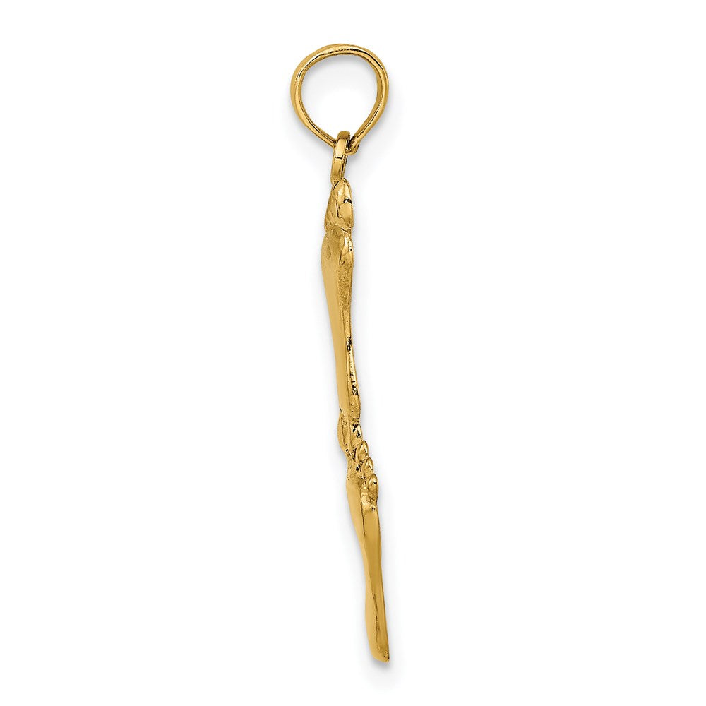 14K Yellow Gold Polished Double Vertical Feet Charm