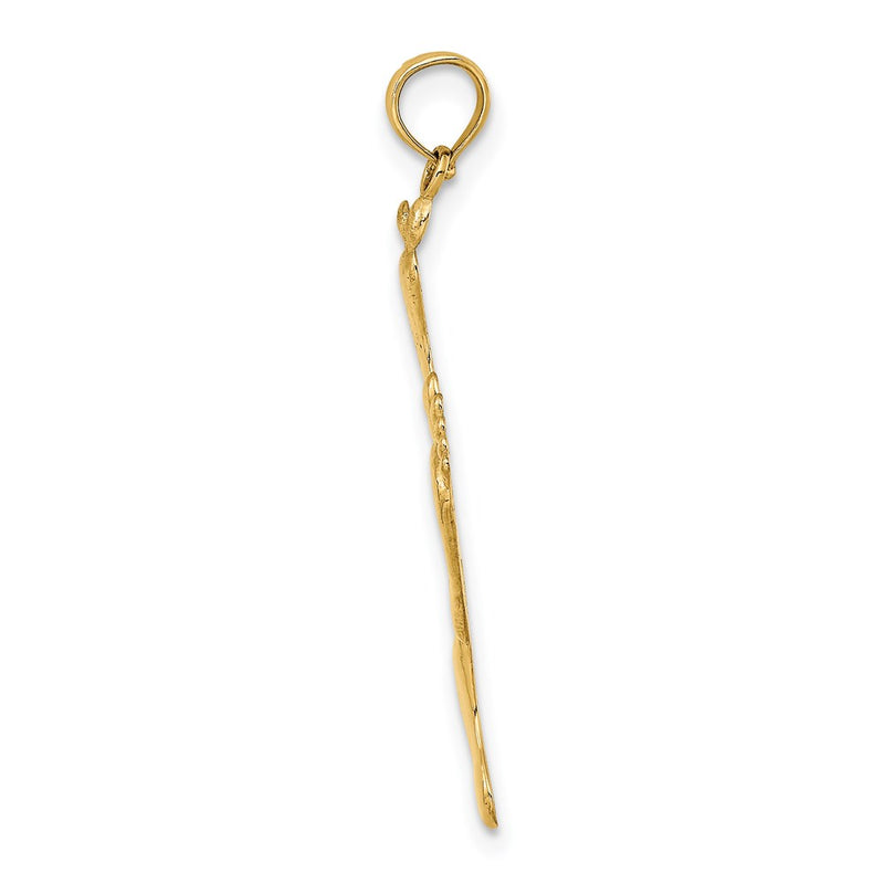 14K Yellow Gold Polished Triple Vertical Feet Charm