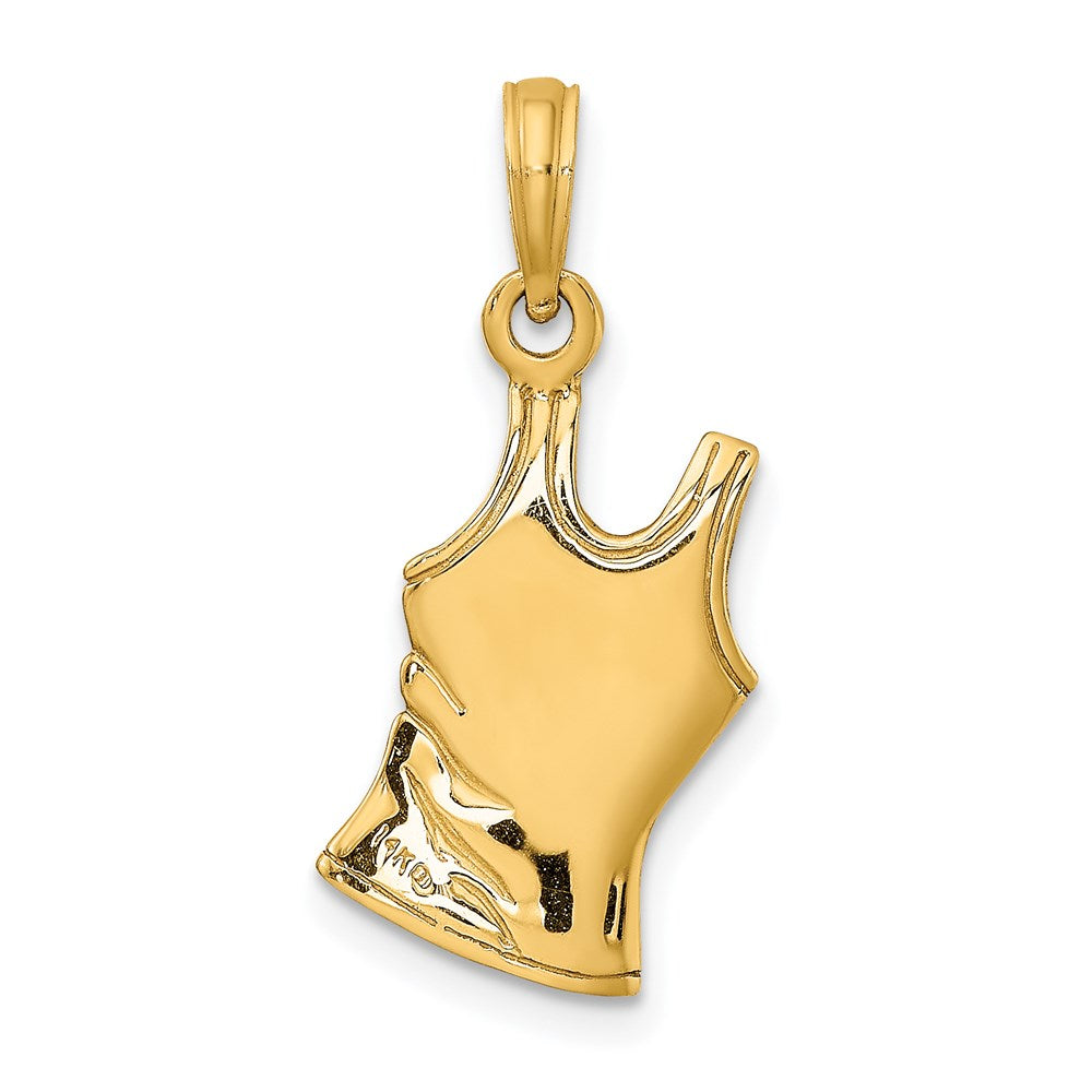 14k Yellow Gold 3-D Tank Top Shirt w/ Heart Charm