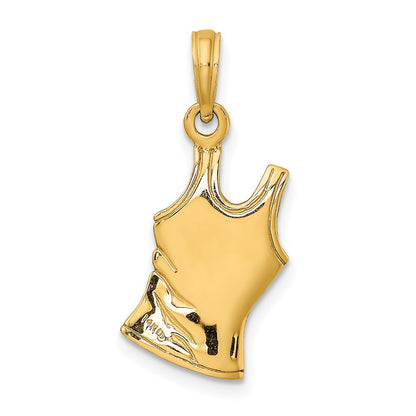 14k Yellow Gold 3-D Tank Top Shirt w/ Heart Charm