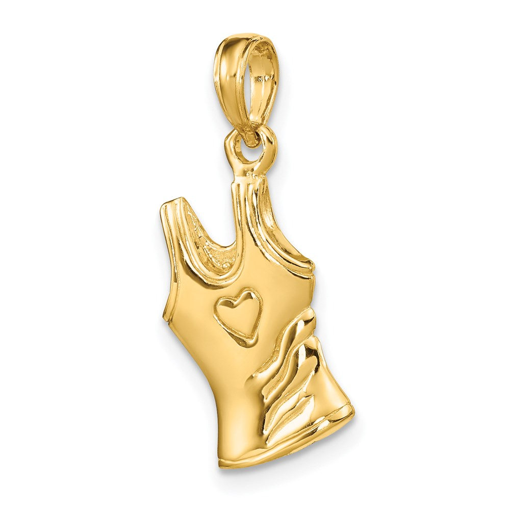 14k Yellow Gold 3-D Tank Top Shirt w/ Heart Charm