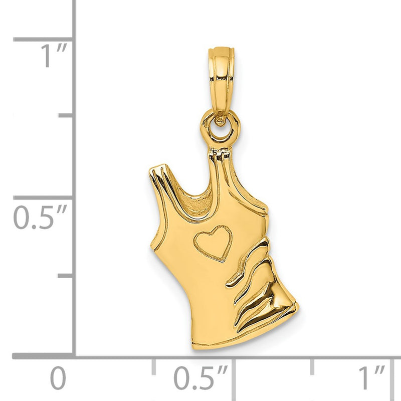 14k Yellow Gold 3-D Tank Top Shirt w/ Heart Charm