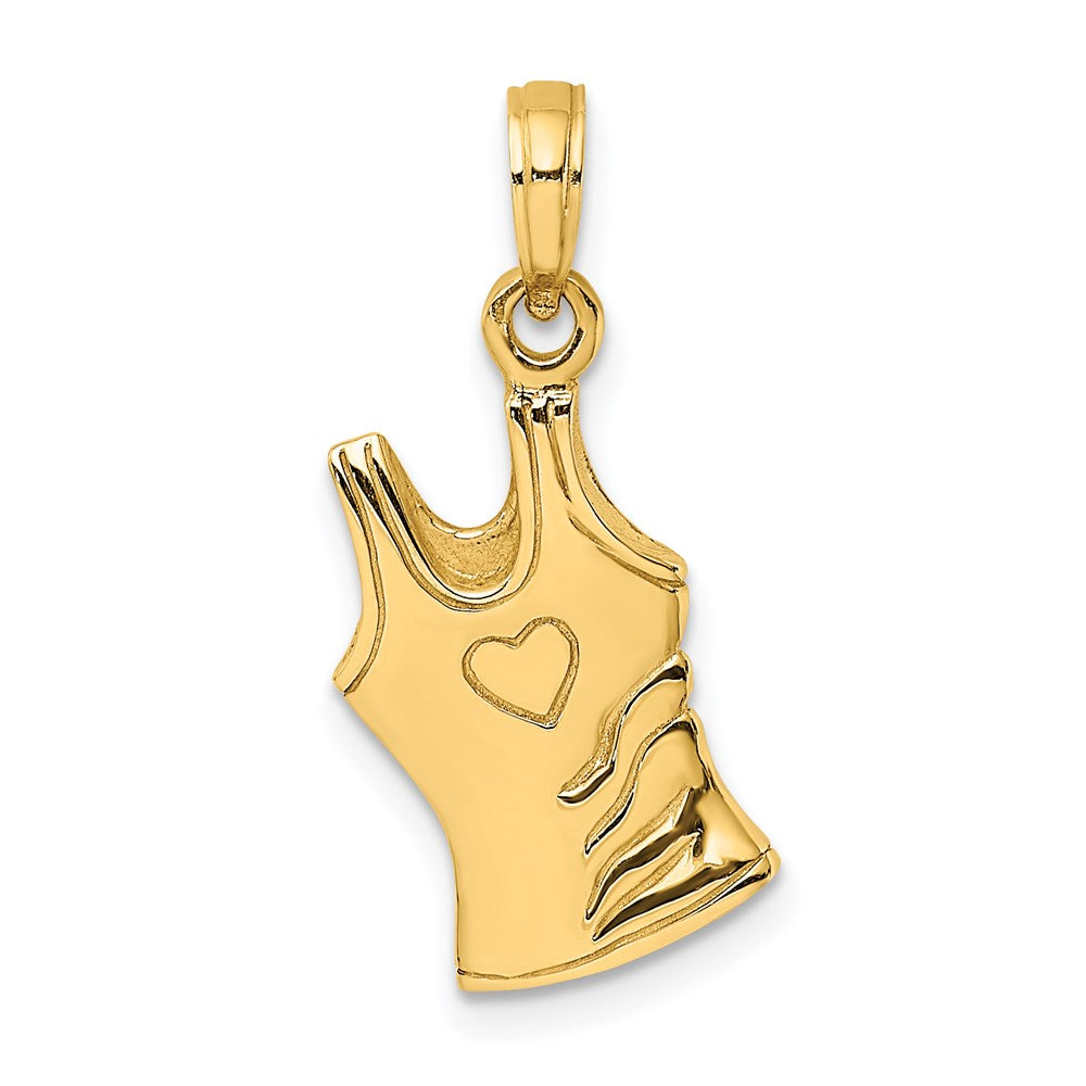 14k Yellow Gold 3-D Tank Top Shirt w/ Heart Charm