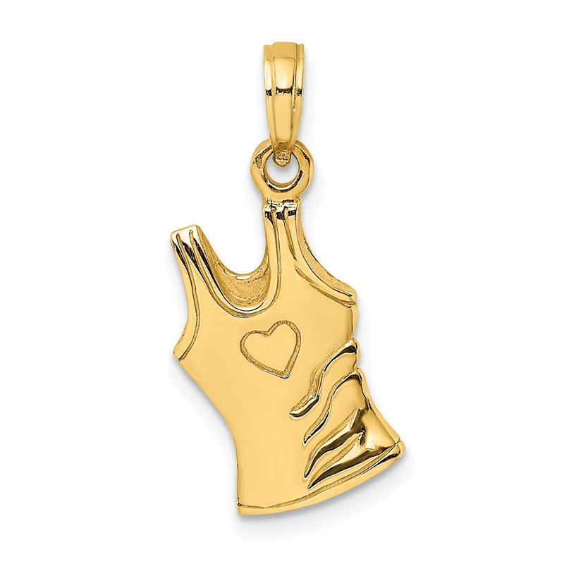 14k Yellow Gold 3-D Tank Top Shirt w/ Heart Charm