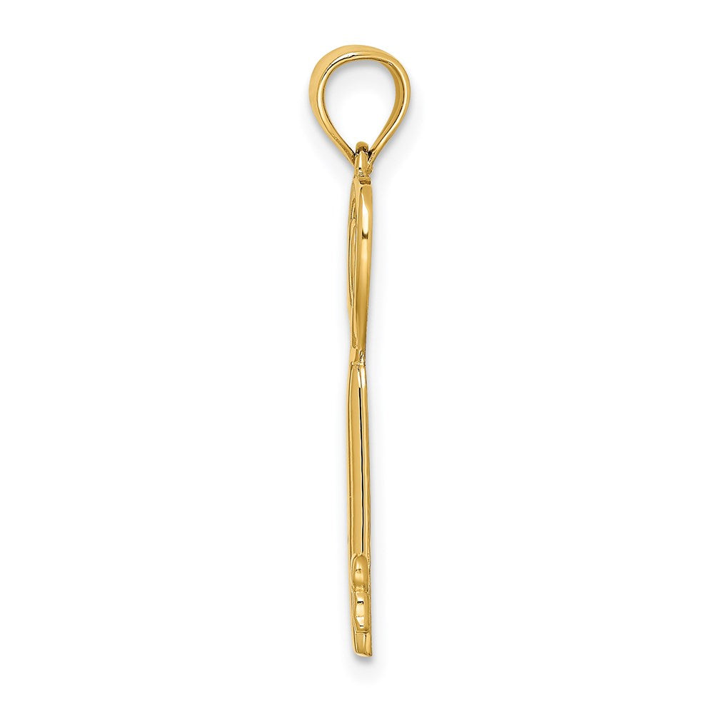 14K Yellow Gold Key W/Heart Sweet 16 Pendant