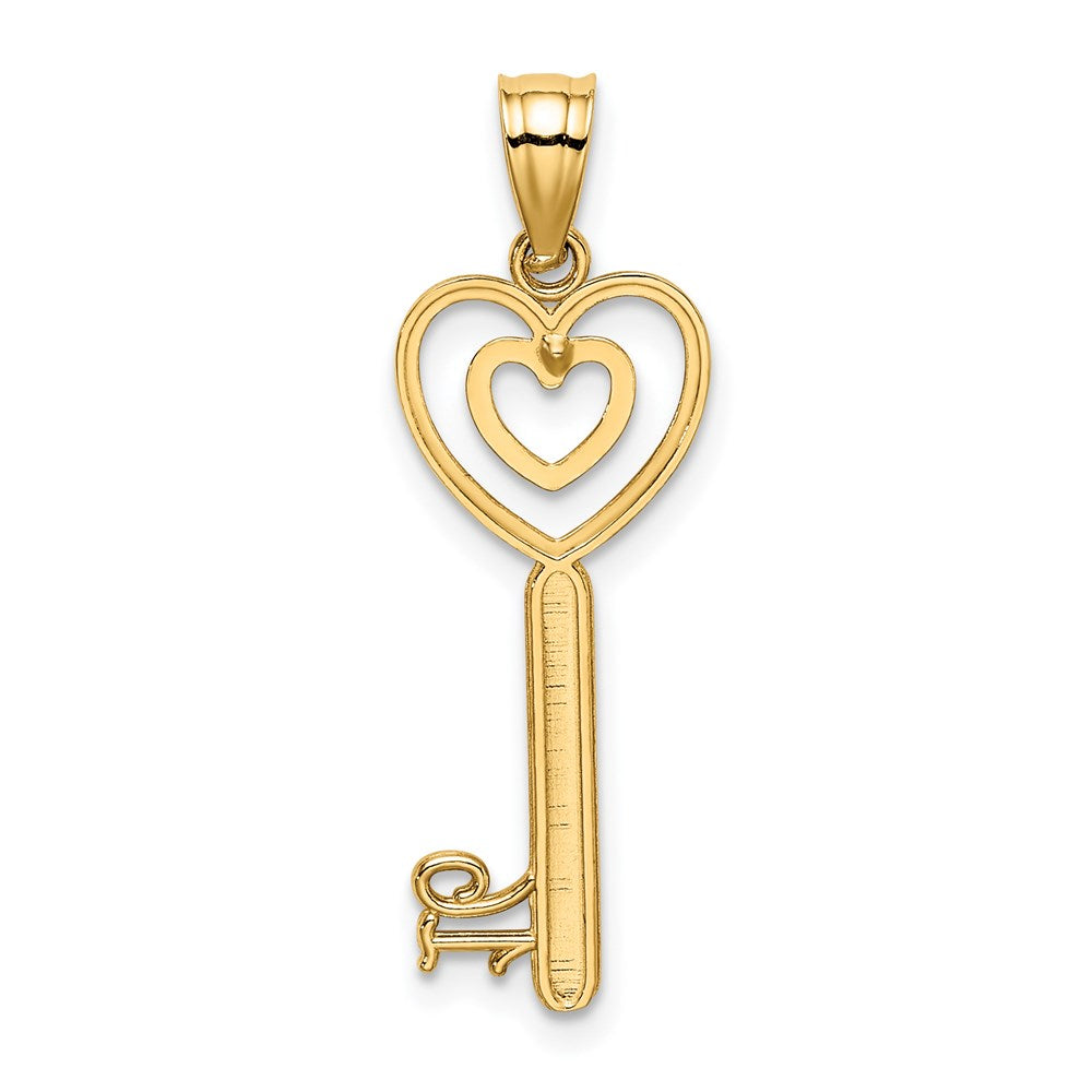 14K Yellow Gold Key W/Heart Sweet 16 Pendant