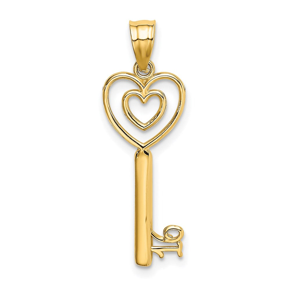 14K Yellow Gold Key W/Heart Sweet 16 Pendant