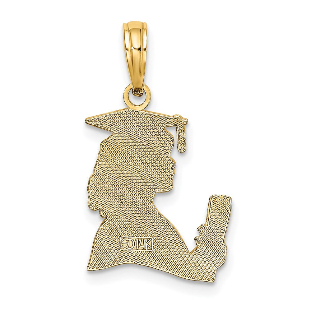 14K Yellow Gold Polished Female Graduation Profile W/ Diploma Charm