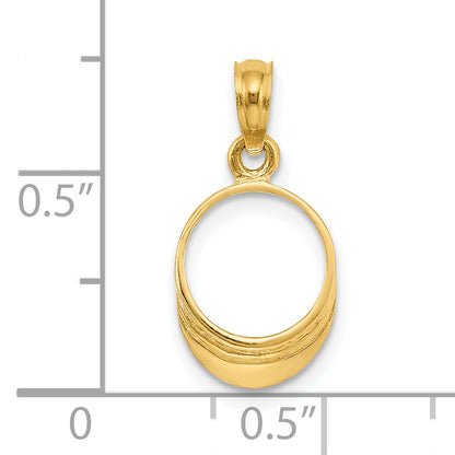 14K Yellow Gold 3-D Polished Beach Bum Sun Visor Charm
