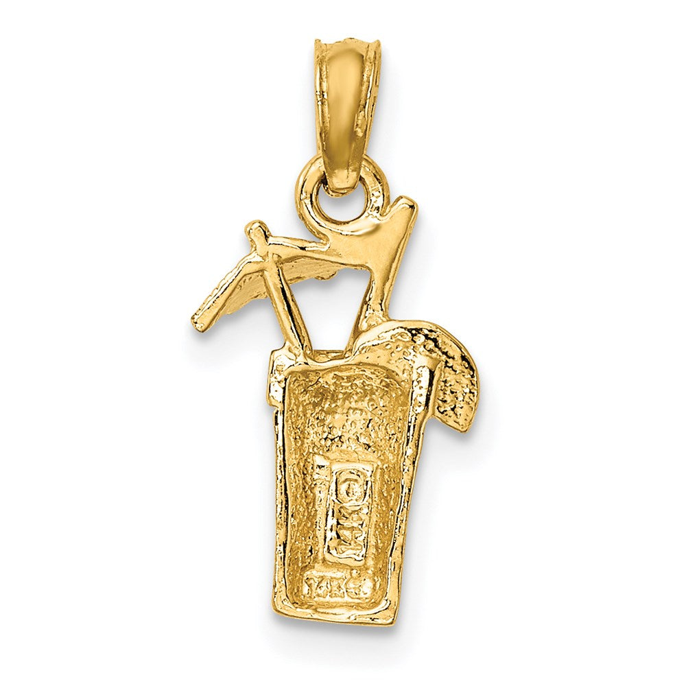 14K Yellow Gold Cocktail Drink W/ Umbrella Charm