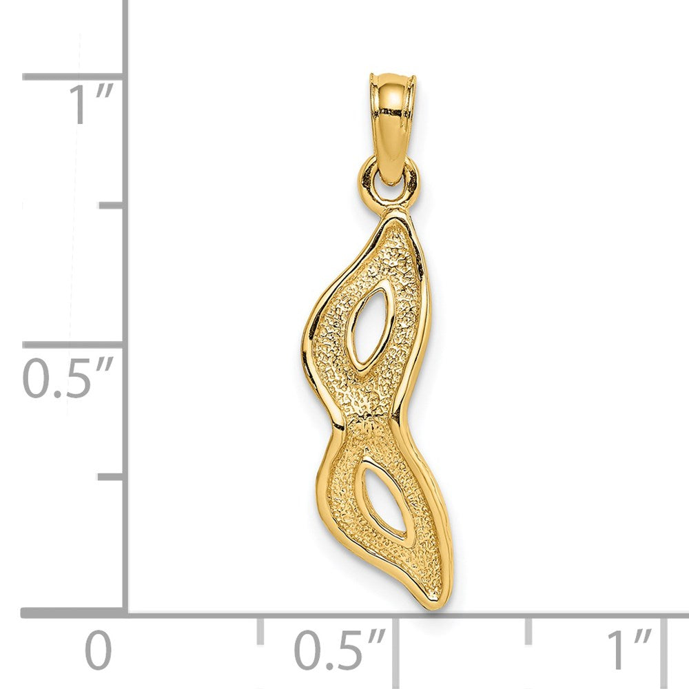 14K Yellow Gold 3-D Beveled Masquerade Mask Charm