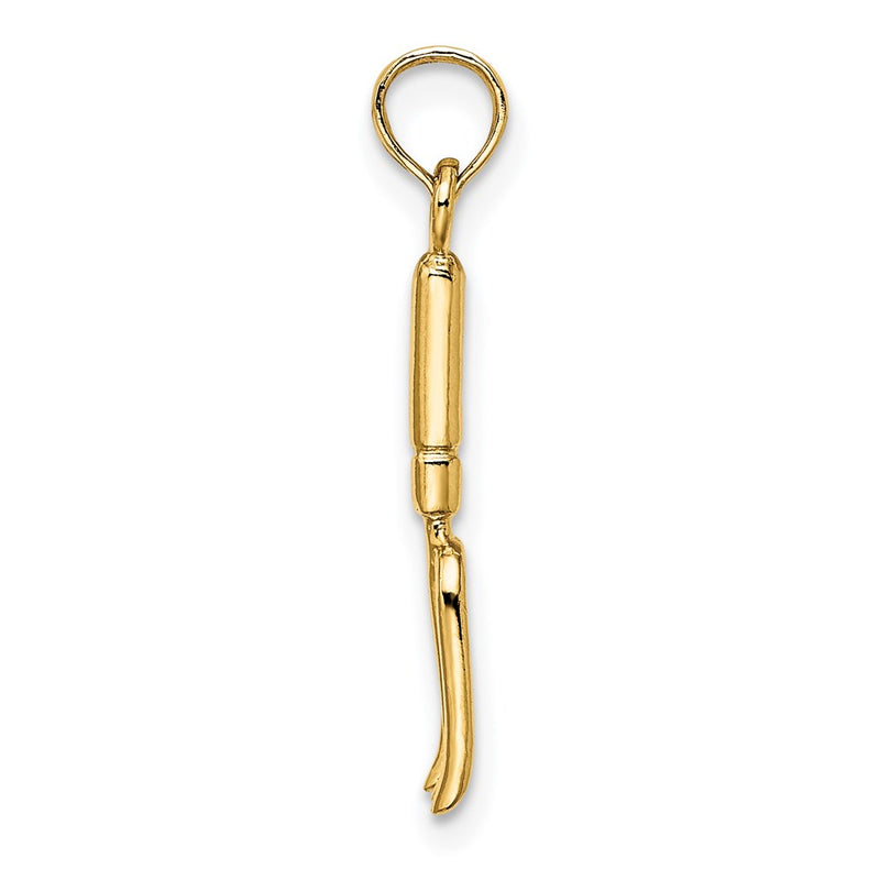 14K Yellow Gold 3-D Fork Garden Tool Charm