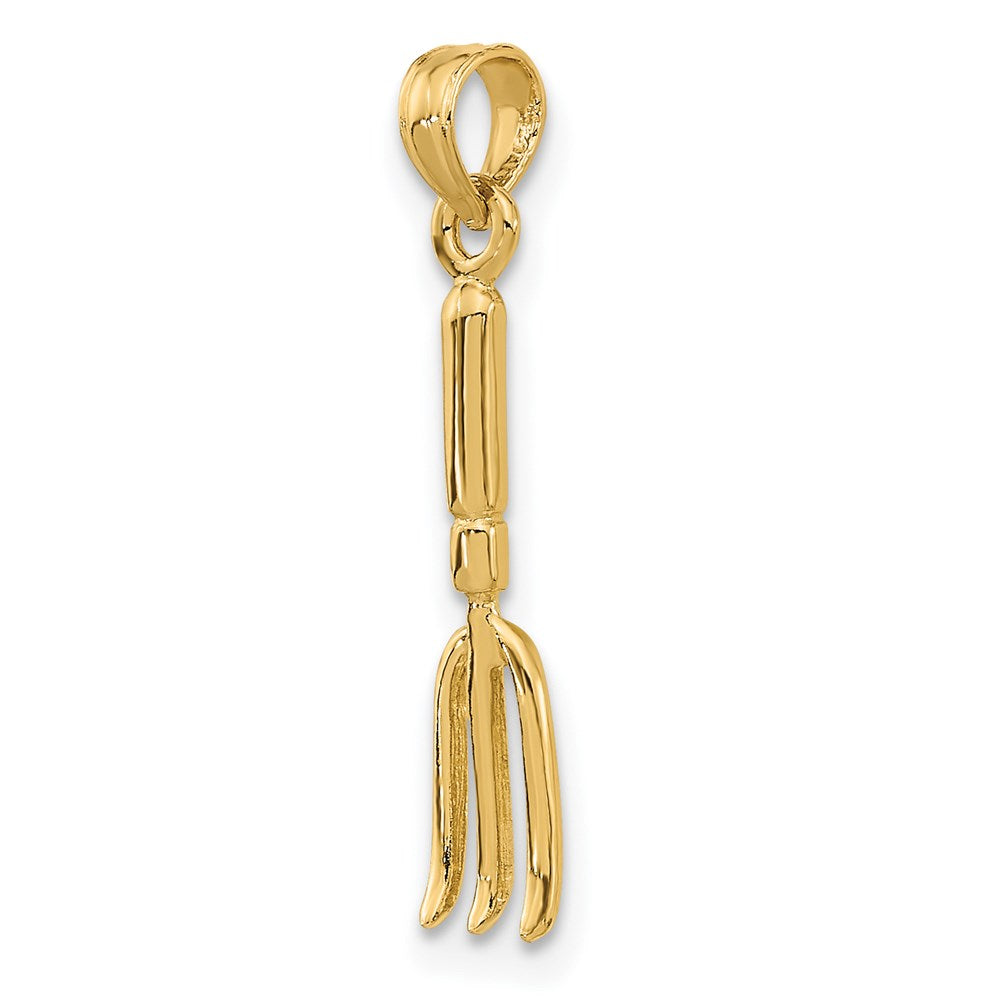 14K Yellow Gold 3-D Fork Garden Tool Charm