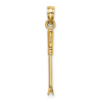 14K Yellow Gold 3-D Weeding Garden Tool Charm