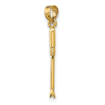 14K Yellow Gold 3-D Weeding Garden Tool Charm