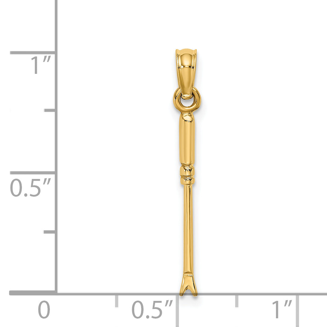 14K Yellow Gold 3-D Weeding Garden Tool Charm