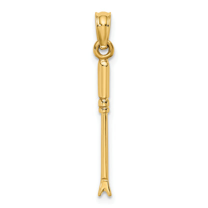 14K Yellow Gold 3-D Weeding Garden Tool Charm