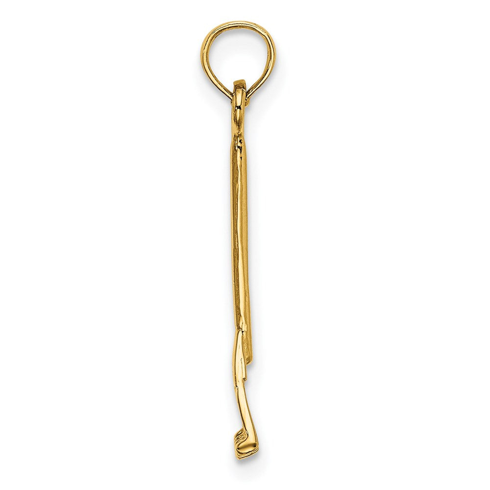 14K Yellow Gold 3-D Leaf Rake Garden Tool Charm