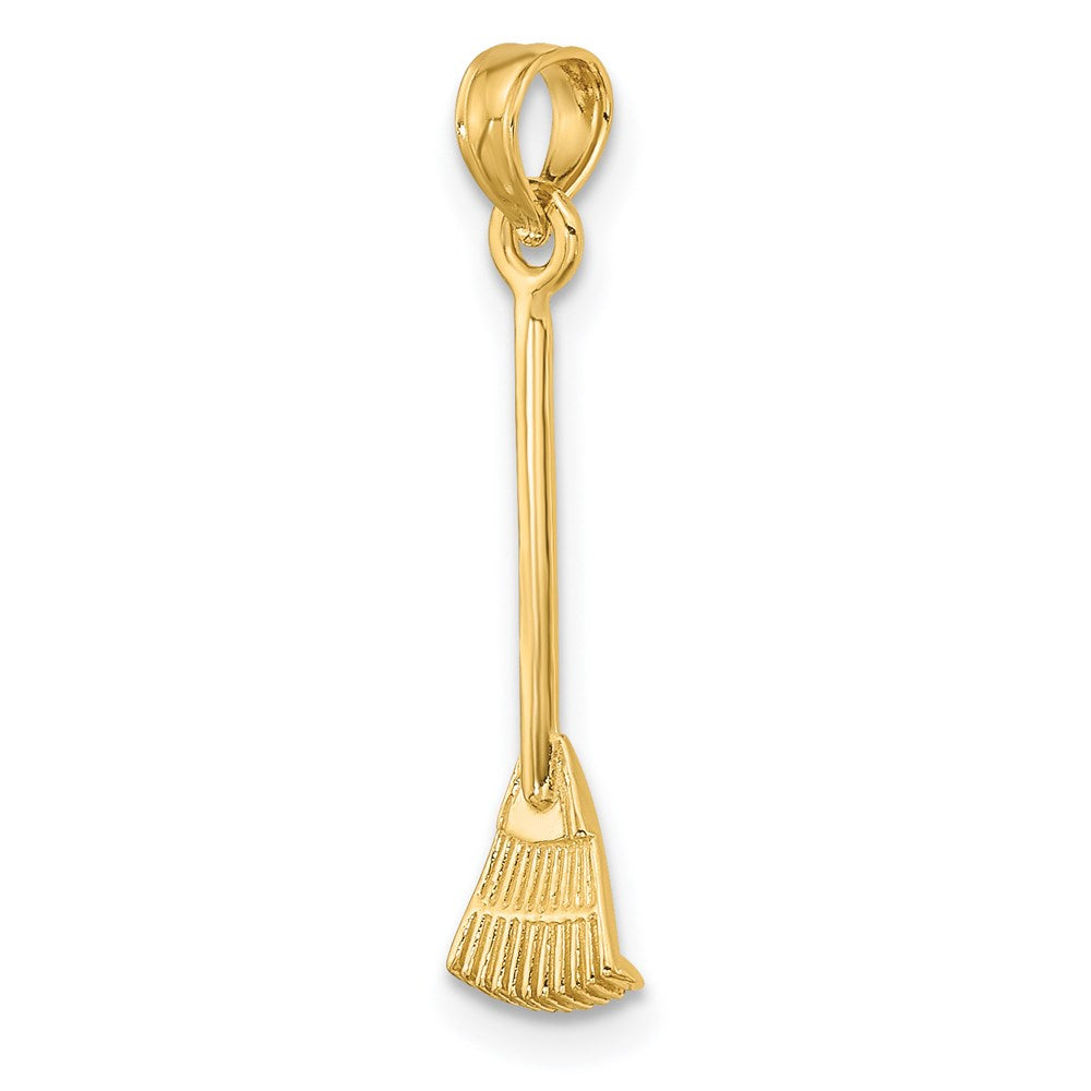 14K Yellow Gold 3-D Leaf Rake Garden Tool Charm