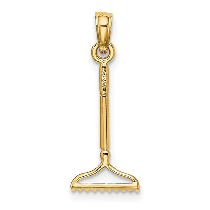 14K Yellow Gold 3-D Landscape Rake Garden Tool Charm
