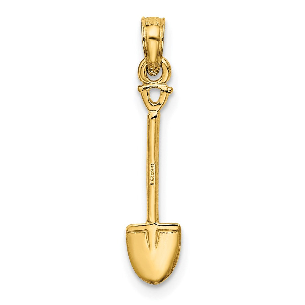 14K Yellow Gold 3-D Polished Shovel Garden Tool Charm