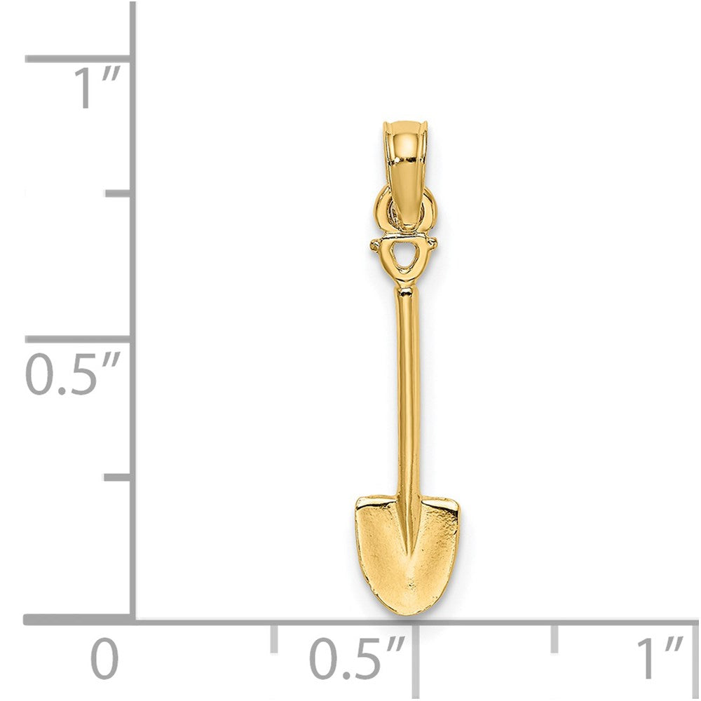 14K Yellow Gold 3-D Polished Shovel Garden Tool Charm