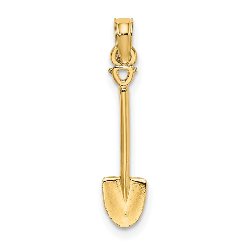 14K Yellow Gold 3-D Polished Shovel Garden Tool Charm