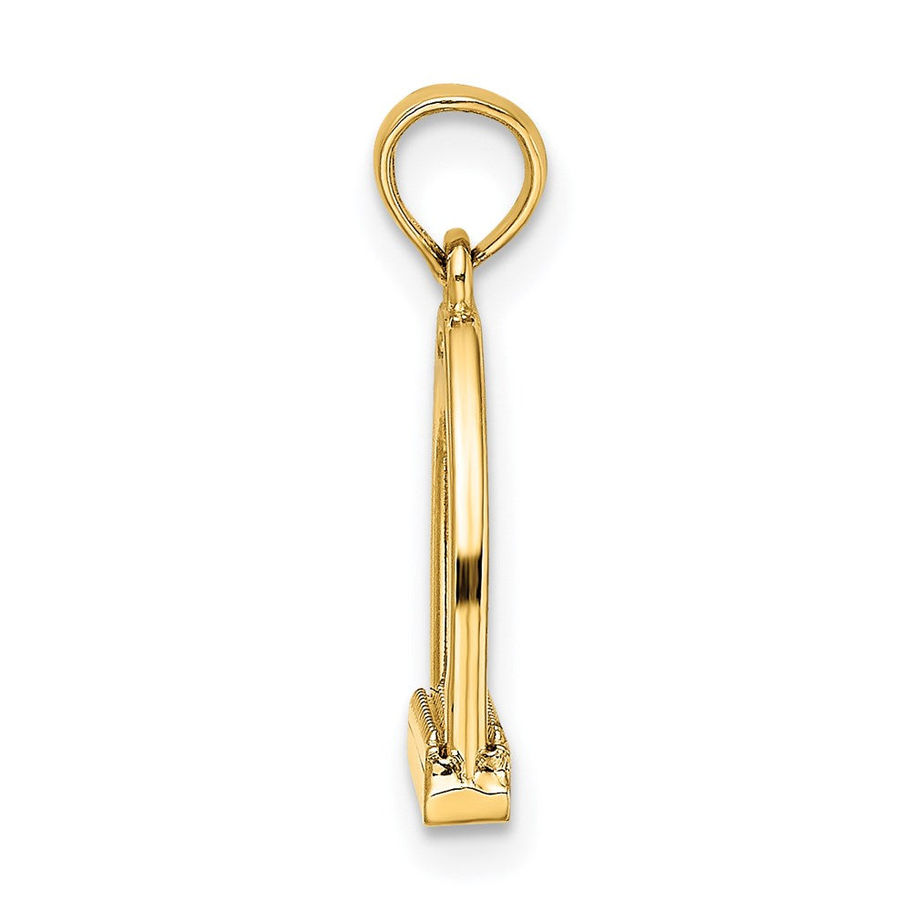 14K Yellow Gold 3-D Polish Small Horse Stirrup Charm