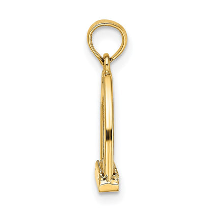 14K Yellow Gold 3-D Polish Small Horse Stirrup Charm