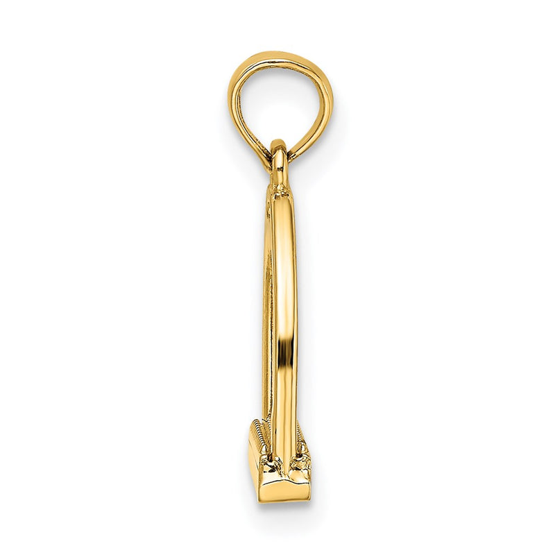 14K Yellow Gold 3-D Polish Small Horse Stirrup Charm