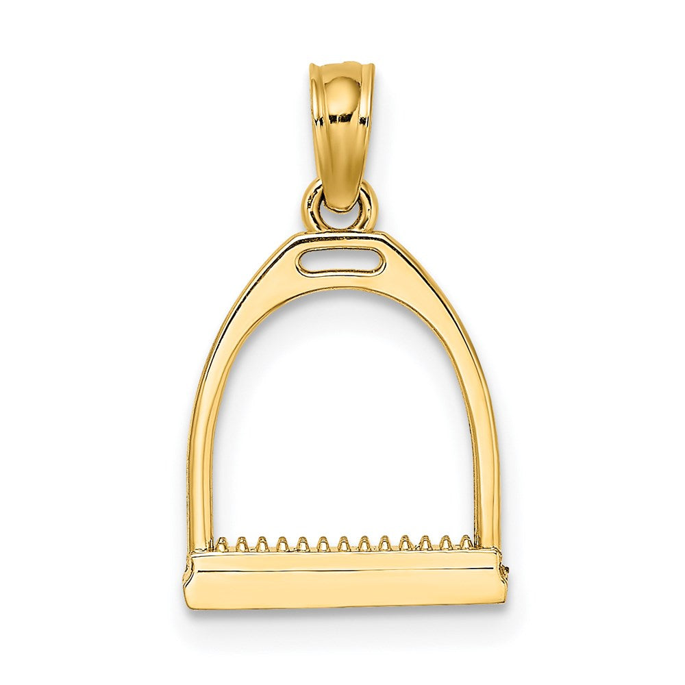 14K Yellow Gold 3-D Polish Small Horse Stirrup Charm